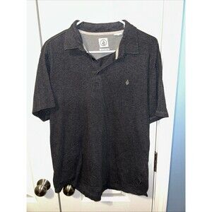Volcom Polo Large Mens Dark Grey/Heather Short Sleeve Collared Lightweight Shirt